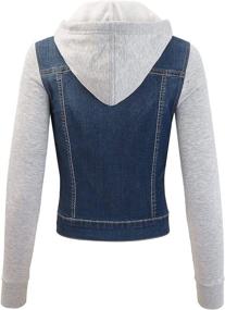 img 1 attached to FashionMille Women's Junior Trucker Sleeve FWJ1064 D DENIM L Clothing for Coats, Jackets & Vests