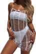 sheer and sexy: sparkling glitter dress with mesh skirt for women's swimwear cover-up logo