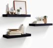 decorate your home with ahdecor's stylish black floating wall shelves - set of 3 wide panel ledge shelves for various rooms! logo