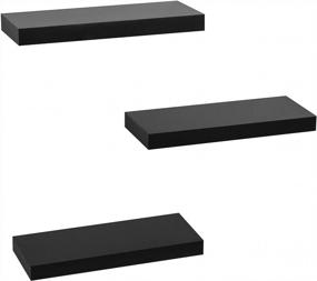 img 3 attached to Decorate Your Home With AHDECOR'S Stylish Black Floating Wall Shelves - Set Of 3 Wide Panel Ledge Shelves For Various Rooms!