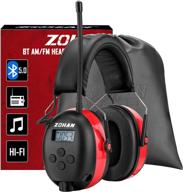 zohan 033 bluetooth am/fm radio headphones with 2000mah rechargeable battery and 25db nrr noise reduction earmuffs for enhanced safety logo