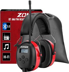 img 4 attached to ZOHAN 033 Bluetooth AM/FM Radio Headphones With 2000MAh Rechargeable Battery And 25DB NRR Noise Reduction Earmuffs For Enhanced Safety
