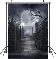 5x7ft хэллоуин ужас фон: железные ворота, лунная черная ночь, заброшенная усадьба фотография фон винил | ливигг ср-52-0507 логотип