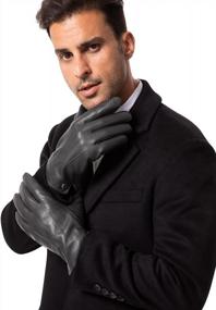 img 3 attached to Кожаные перчатки с сенсорным экраном для мужчин - теплые перчатки для холодной погоды для вождения от Vislivin