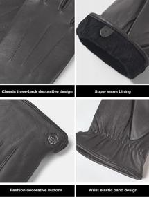 img 1 attached to Кожаные перчатки с сенсорным экраном для мужчин - теплые перчатки для холодной погоды для вождения от Vislivin