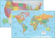 rmc 32" x 50" signature united states usa and world wall map set (laminated) logo