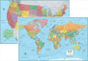 img 4 attached to RMC 32" X 50" Signature United States USA And World Wall Map Set (Laminated)