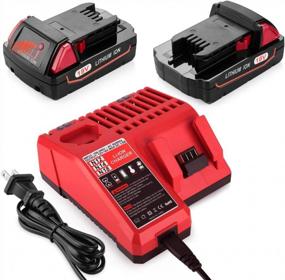 img 4 attached to 2Pack 48-11-1820 Batteries + Charger For 18V Milwaukee M18 Battery - Energup