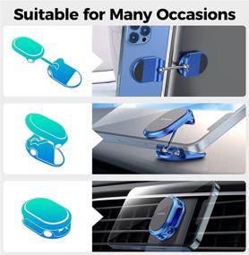 img 2 attached to 📱 Multi-Functional Magnetic Car Phone Holder with 6X Magnets | Double 360° Rotation | Desk Mount | Dashboard Compatible | Blue