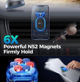 img 1 attached to 📱 Multi-Functional Magnetic Car Phone Holder with 6X Magnets | Double 360° Rotation | Desk Mount | Dashboard Compatible | Blue