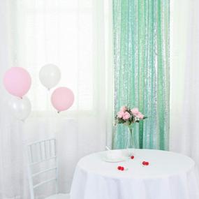 img 3 attached to Trlyc 2FTX8FT Christmas Mint Sequin Curtain Panel For Father'Day Wedding Party