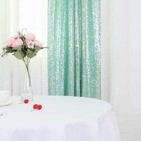 img 2 attached to Trlyc 2FTX8FT Christmas Mint Sequin Curtain Panel For Father'Day Wedding Party