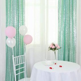 img 4 attached to Trlyc 2FTX8FT Christmas Mint Sequin Curtain Panel For Father'Day Wedding Party