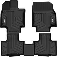 🚗 2020-2022 highlander 2 row non-hybrid all weather rubber tpe floor mats: 1st & 2nd row waterproof liners black logo