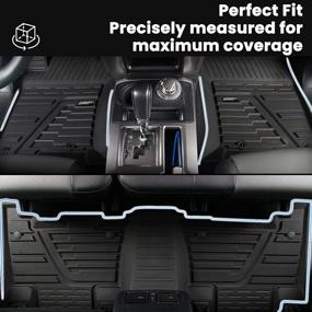 img 2 attached to 🚗 2020-2022 Highlander 2 Row Non-Hybrid All Weather Rubber TPE Floor Mats: 1st & 2nd Row Waterproof Liners Black