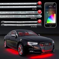 8pc 24" under glow tube + 6pc 10" interior strips + 4pc 36" wheel light strips xkchrome app control car led accent light kit millions of colors patterns dual zone music sync smart brake feature логотип