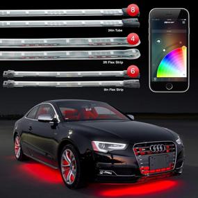 img 4 attached to 8Pc 24" Under Glow Tube + 6Pc 10" Interior Strips + 4Pc 36" Wheel Light Strips XKchrome App Control Car LED Accent Light Kit Millions Of Colors Patterns Dual Zone Music Sync Smart Brake Feature