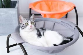 img 1 attached to 🐱 Modern Orange Cat Bed Hammock with Stand - Washable & Suitable for Small to Large Cats (17'')