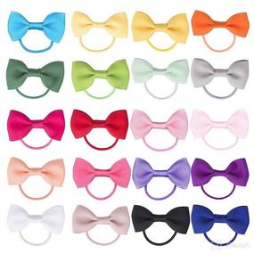 img 3 attached to 🎀 40 Baby Hair Ties Bows for Toddler, 1.85 Inch Small Elastic Ponytail Holders – Hair Accessories for Baby Girls and Infants