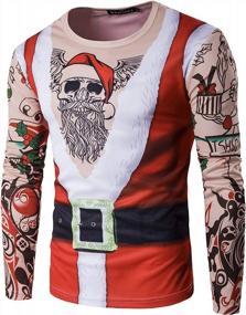 img 4 attached to Мужская рождественская футболка Faux Ugly Cardigan с принтом галстука - WHATLEES