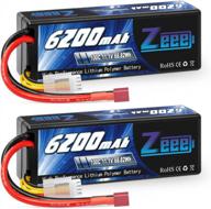 2 pack 11.1v 6200mah 100c lipo battery hard case deans t connector for rc car, tank trucks, boats 1/8 and 1/10 scale vehicles logo
