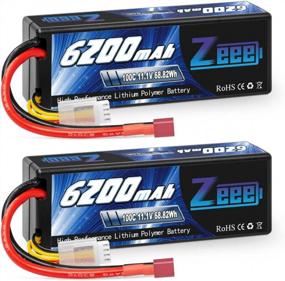 img 4 attached to 2 Pack 11.1V 6200MAh 100C Lipo Battery Hard Case Deans T Connector For RC Car, Tank Trucks, Boats 1/8 And 1/10 Scale Vehicles