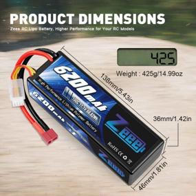 img 1 attached to 2 Pack 11.1V 6200MAh 100C Lipo Battery Hard Case Deans T Connector For RC Car, Tank Trucks, Boats 1/8 And 1/10 Scale Vehicles
