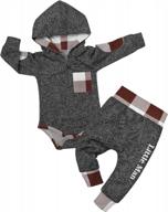 newborn baby boy plaid letter print hoodies + long pants outfits set - perfect for fall & winter! logo