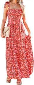 img 4 attached to Women'S Boho Summer Maxi Dress: Floral Print, Tie Straps, Sleeveless & Flowy Ruffle A Line Design