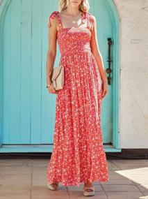 img 3 attached to Women'S Boho Summer Maxi Dress: Floral Print, Tie Straps, Sleeveless & Flowy Ruffle A Line Design