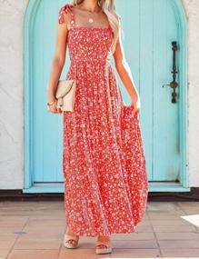 img 2 attached to Women'S Boho Summer Maxi Dress: Floral Print, Tie Straps, Sleeveless & Flowy Ruffle A Line Design