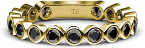 img 4 attached to Stunning 14K Gold Black Diamond Eternity Band With Bezel Setting And 0.80 Ctw - 2.3Mm Width For A Glamorous Look!