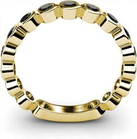 img 1 attached to Stunning 14K Gold Black Diamond Eternity Band With Bezel Setting And 0.80 Ctw - 2.3Mm Width For A Glamorous Look!