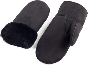 img 3 attached to Zavelio Premium Shearling Sheepskin Leather Men's Accessories : Gloves & Mittens