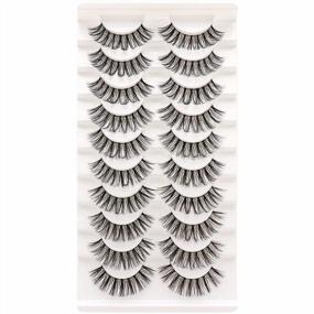 img 4 attached to Veleasha D-Curl Russian Strip Lashes With Clear Band - 10 Pairs Pack (DT08) For A Natural Eyelash Extension Look