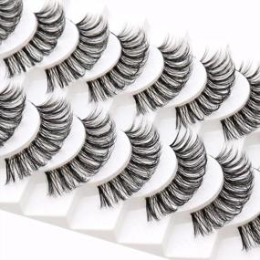 img 2 attached to Veleasha D-Curl Russian Strip Lashes With Clear Band - 10 Pairs Pack (DT08) For A Natural Eyelash Extension Look