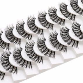 img 1 attached to Veleasha D-Curl Russian Strip Lashes With Clear Band - 10 Pairs Pack (DT08) For A Natural Eyelash Extension Look