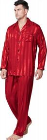 img 4 attached to Men'S Silk Satin Pajama Set With Long Sleeves And Button-Down Top - Loungewear Set For Comfortable Sleepwear - Available In Sizes S-XXXXL By Lonxu
