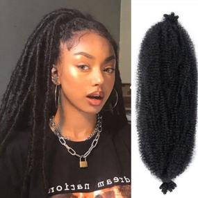 img 4 attached to 9 Packs Of 24Inch Pre-Separated Springy Afro Twist Hair In Natural Black - Synthetic Hair Extensions For Braiding And Black Women, #1B Spring Twist Hairstyle