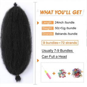 img 3 attached to 9 Packs Of 24Inch Pre-Separated Springy Afro Twist Hair In Natural Black - Synthetic Hair Extensions For Braiding And Black Women, #1B Spring Twist Hairstyle