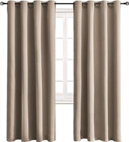 img 4 attached to WONTEX Blackout Curtains: Thermal Insulated Room Darkening Grommet Drapes For Bedroom, 52X84In, Taupe (2 Panels)