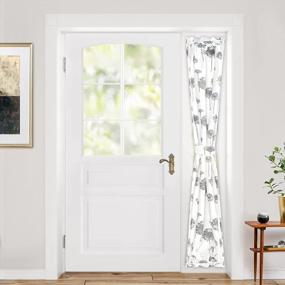 img 3 attached to Gray Dandelion Floral Thermal Door Curtain With Adjustable Tieback - 2 Layers For Insulation - 25X72 Inches With 1.5 Inch Header - Ideal For Sidelights And Botanical Decor