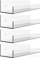 📚 clear acrylic floating wall ledge shelf: 4 pack, 15" invisible wall-mounted nursery kids bookshelf for toy storage & display - u modern design by cq acrylic logo