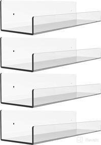 img 4 attached to 📚 Clear Acrylic Floating Wall Ledge Shelf: 4 Pack, 15" Invisible Wall-Mounted Nursery Kids Bookshelf for Toy Storage & Display - U Modern Design by Cq acrylic