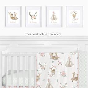 img 3 attached to 🦌 Sweet Jojo Designs Blush Pink and Mint Wall Art Prints - Boho Woodland Deer Floral Collection - Set of 4 - Baby, Nursery, and Kids Room Decor - Be Kind, Be Strong, Be Brave, Be True