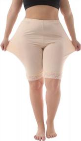img 1 attached to Plus Size Women'S Soft Shorts Leggings With Lace Trim - ZERDOCEAN Mid Thigh Length