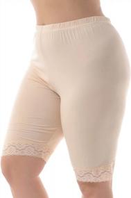img 4 attached to Plus Size Women'S Soft Shorts Leggings With Lace Trim - ZERDOCEAN Mid Thigh Length