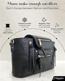 img 1 attached to 👜 Mini Designer Diaper Bag Purse – Luxury Vegan Leather Convertible Crossbody – Compact Diaper Purse 11.5" x 8.5" x 4" – Stroller Straps, Adjustable Crossbody Bag – Mamantra Mezza Bag