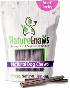 img 4 attached to Nature Gnaws Beef Jerky Sticks For Dogs - Жевательные лакомства из говядины с одним ингредиентом - Простые натуральные вкусные жевательные конфеты для собак - Награда за обучение - 5-6 дюймов