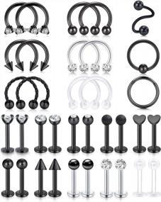 img 4 attached to Stainless Steel Lip Piercing Jewelry Set - LAURITAMI 16G Lip Rings For Women: Studs, Hoops, And Horseshoes For Cartilage, Tragus, Monroe, And Medusa Piercings